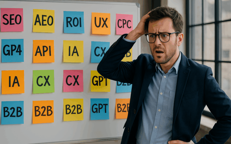 O dia em que me perdi no alfabeto do marketing: SEO, AEO, IA e o fim das vogais